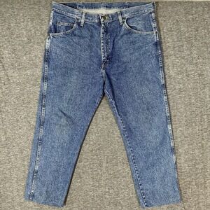 Wrangler Authentic Premium Quality Jeans Men's 38x30 Cuffed Regular Fit Blue